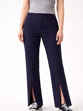 Anthropologie Navy Split-Hem Pants